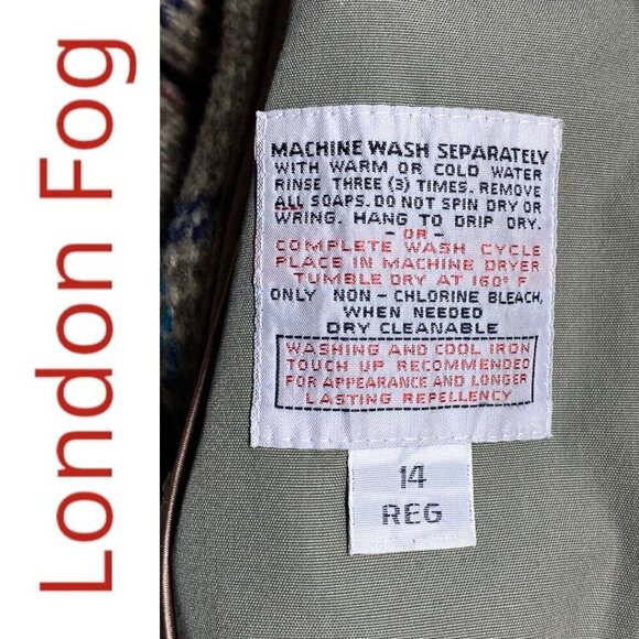 LONDON FOG Vintage Green Longline Trench Coat Wool Lining British Classic, 14 - Picture 10 of 14